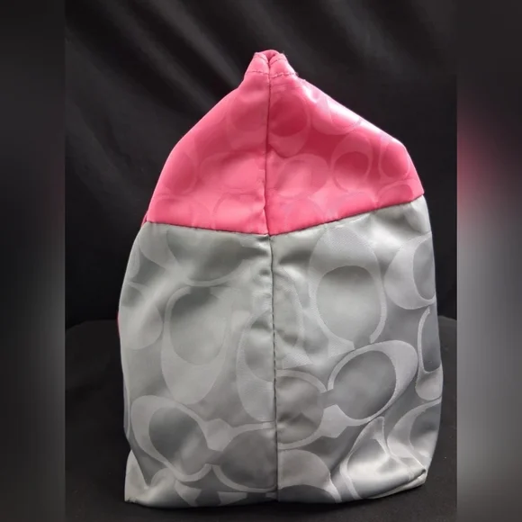 3 Peice Coach Signature Nylon Pink & Gray Getaway Weekender Tote/Duffle Bag - Picture 8 of 16
